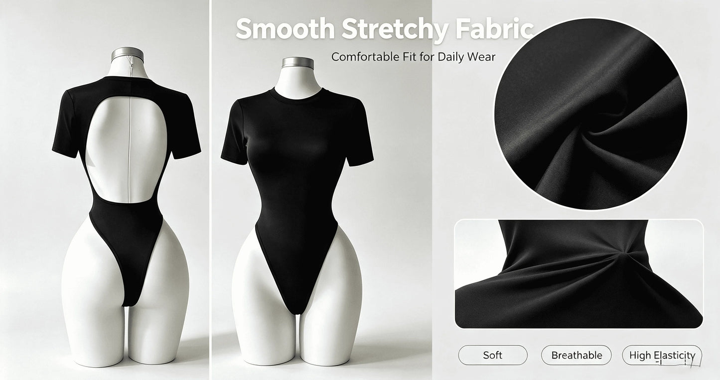 Women's High-Quality Backless Bodysuit Basic Solid Color Comfortable Fit Underwear