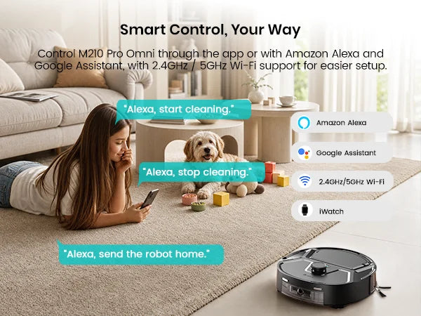 Lefant M265 Wet and Dry Robot Vacuum Cleaner, 20000Pa, Self Cleaning Wet Roller, Clean Water Wash, Laser dToF, Anti-Tangle, WiFi 2.4G/5G/Alexa/APP