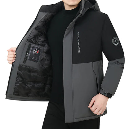 Herr Lång Vinterjacka Parkas med Huva – Varm Vindskyddande Vattentät Outwear, 2 Färger, Storlek XXS–5XL