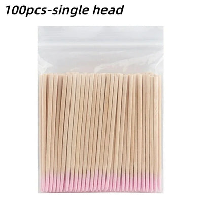 100/300/500 Nails Wooden Tip Cotton Stick Buds Disposable Ultra-Detail Corrector Nail Polish Remover Clean Sticks Manicure Tools
