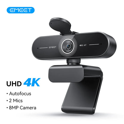 EMEET 4K/1080P Webcam for PC/Computer PDAF Auto Focus Video Camera With Dual Mics Web Camera Works for Zoom/Teams