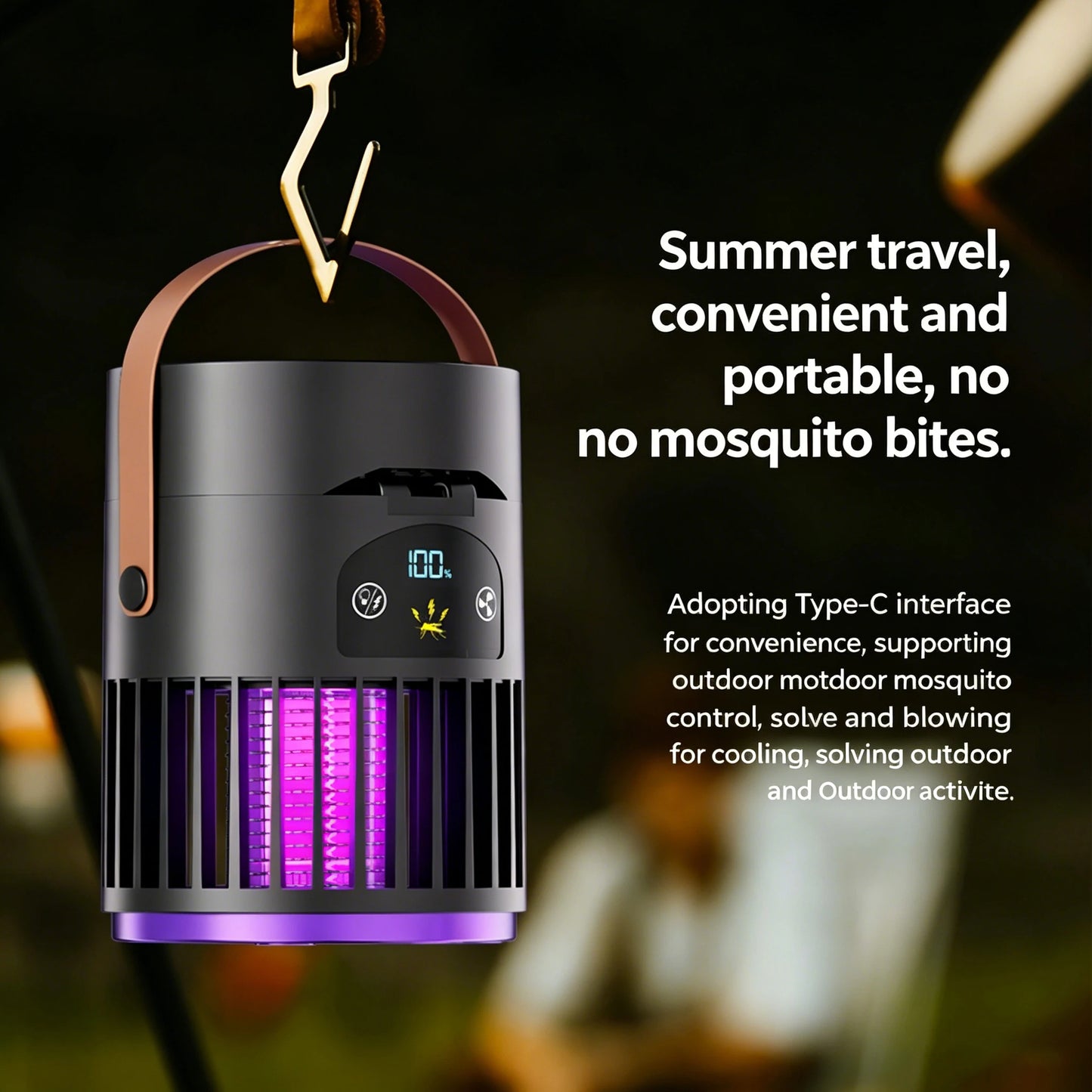 Electric Mosquito Killer Lamp UV Trap Lamp Shock Mosquito/ Desktop Fan/ Lighting lamp 3-In-1 Outdoor Mosquito Zapper Household