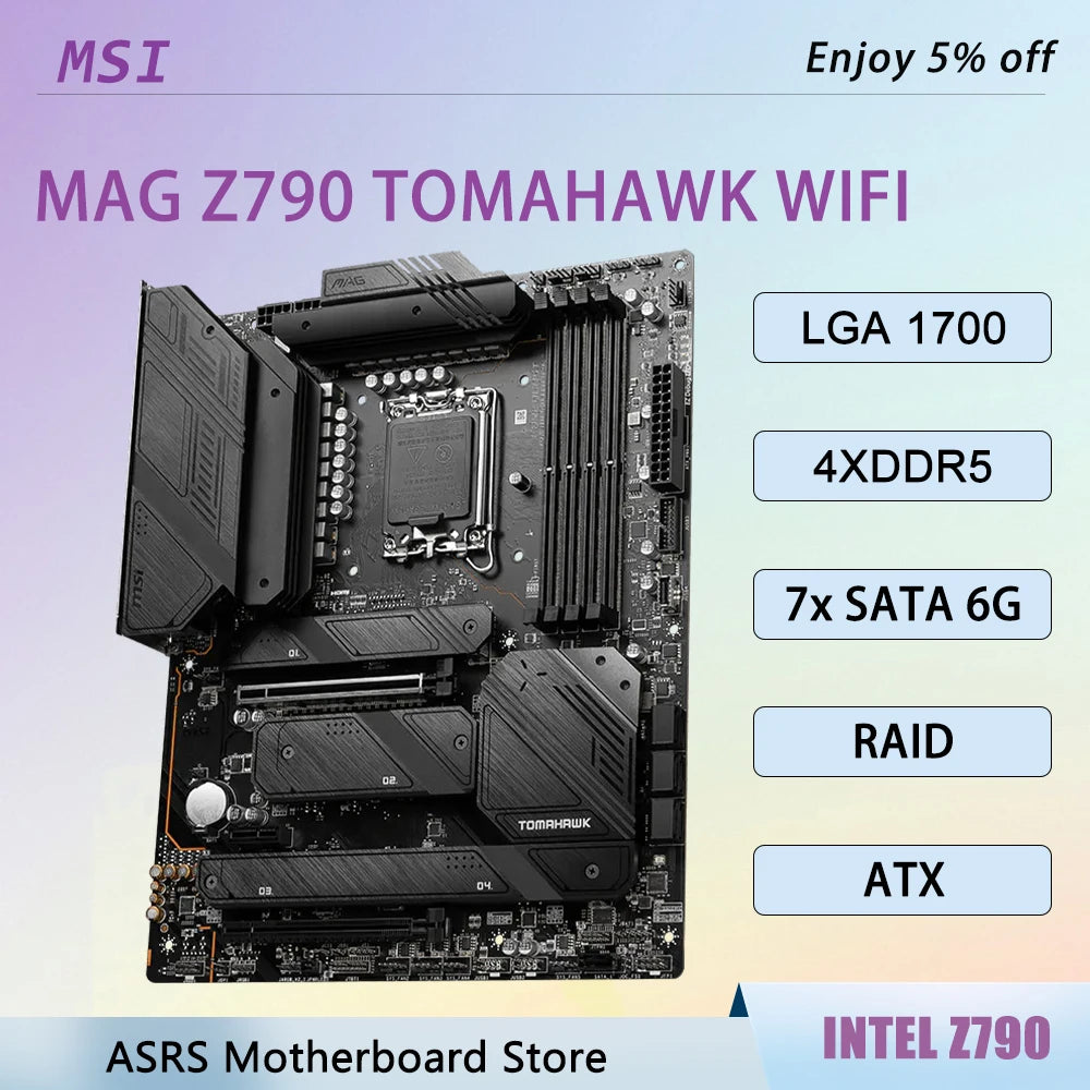 MSI MAG Z790 TOMAHAWK WIFI LGA 1700 ATX Motherboard Z790 Support CPU I9-14900K I7-14700K I5-13600K I5-14600KF I3-12100 DDR5 M.2