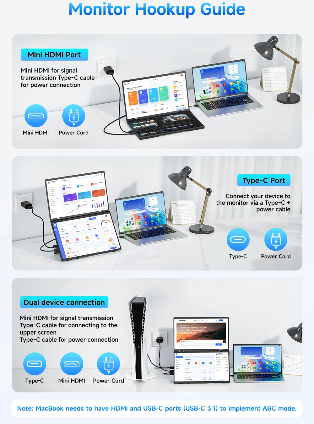 UPERFECT Delta 15.6" Dual Portable Monitor for Laptop Screen Extender 1080P HDR Folding Stacked Triple Travel Computer Display