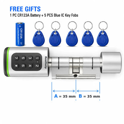 TTlock APP Control Smart Lock, Electronic Password Lock, Adjustable Length Smart Lock, Electronic Lock with RFID Card Application, Bluetooth, 60-90mm Silver,Simple Access for Relatives and Guests