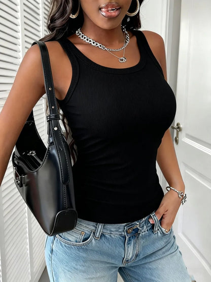 3PCS Y2K Ribbed Cotton Tank Tops Womens Summer Slim O-Neck Sleeveless Casual Soft Breathable Vest Sporty Wear Daily Undershirt