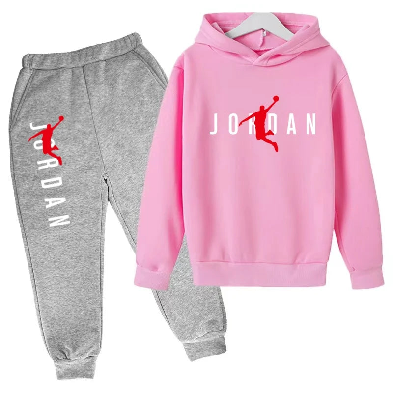 Kids Hoodie Basketball Letters Pullover 3-12Yrs Coat Sweatshirt+Pants Boy Girl Toddler Jogging Clothes Leisure Fashion Brand Set