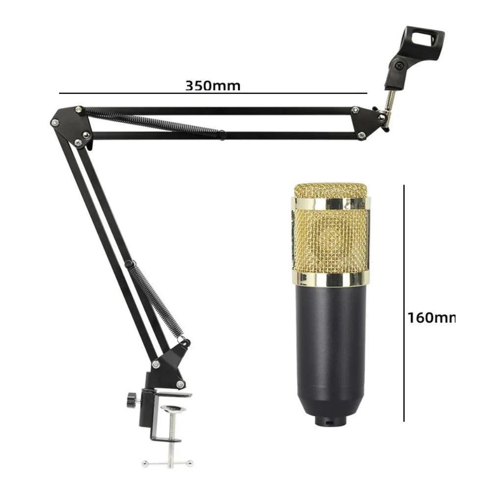 BM800 Condenser Microphone with V8Sound Card Set for Studio Recording AndStreaming Audio Smartphone Live Streaming Bracket Set