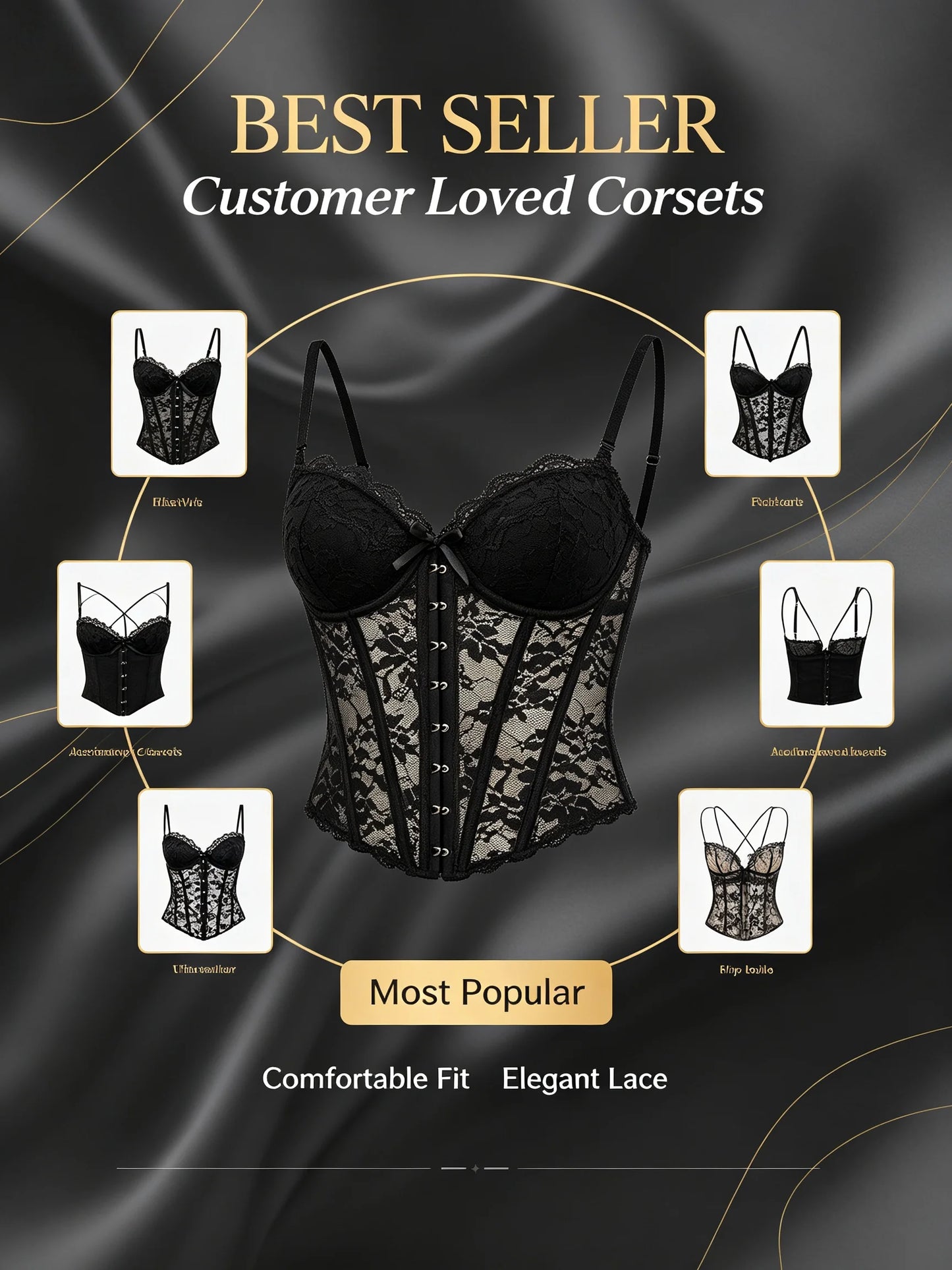 Sexy Women's Lace Fishbone Bandage Vest Black Slim Strapless Backless Female Corset 2026 Spring Summer Lady Beach Party Top New