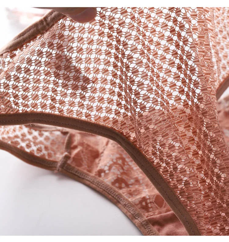 TERMEZY Women Sexy Lace Panties Low Waist Transparent Underwear Female G-String Solid Color Thong Soft Temptation Lingerie