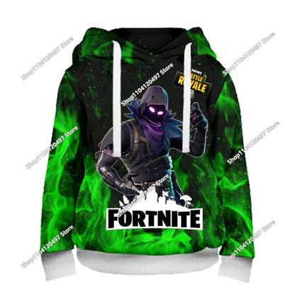 Fortnite Hoodie Barn & Vuxna – 3D-tryckt Animerad Pullover Polyester Casual Streetwear Storlek 110–160cm + Vuxenstorlekar