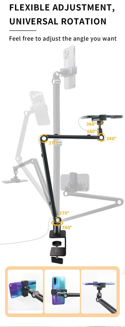 2025 Tablet Stand Holder for Ipad,Portable Monitor Stand Desk Mount for 15.6'' 16'' Screen,Aluminum Long Arm with Rotating