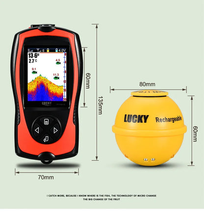 LUCKY FF1108-1CWLA Sonar Fish Finder Portable Wireless Rechargeable Echo Sounder 45M Water Depth Sensor for Fishing