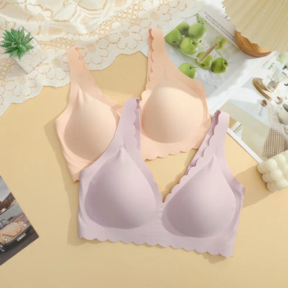 Women's No Trace Bra Plus Size Gather Without Steel Ring Underwear Soft Support Comfortable Sleeping Bra Anti-sagging Lingerie