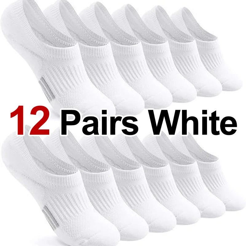 6/12 Pairs Women Breathable Mesh Invisible Ankle Socks Summer Lightweight Breathable Elegant Solid Color Sports Leisure Socks