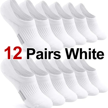 6/12 Pairs Women Breathable Mesh Invisible Ankle Socks Summer Lightweight Breathable Elegant Solid Color Sports Leisure Socks