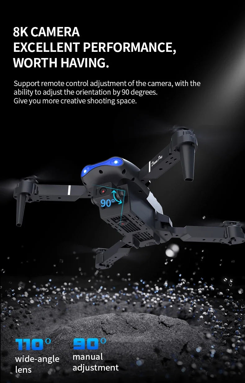 E99 Pro Drone with 8K HD Camera Remote Control Quadcopter Four Axis Aircraft Altitude Hold GPS Flying Toy for Aerial Photography