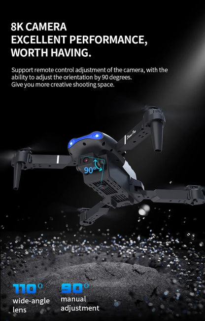 E99 Pro Drone with 8K HD Camera Remote Control Quadcopter Four Axis Aircraft Altitude Hold GPS Flying Toy for Aerial Photography