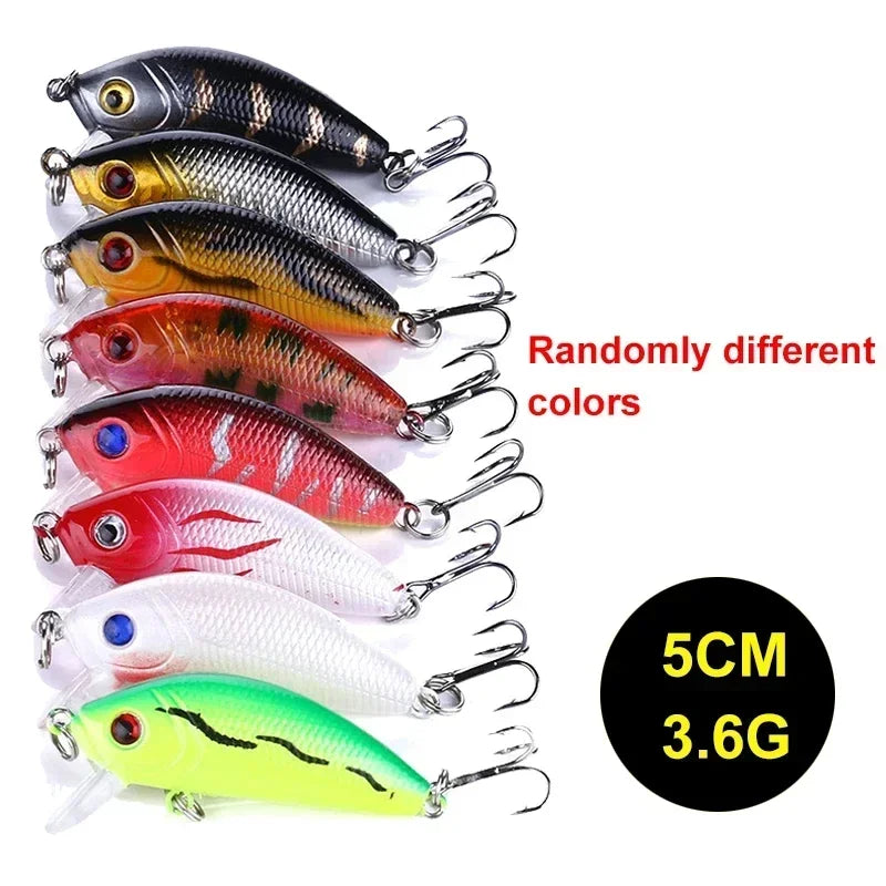 3/5/8PCS Fishing Lures Kit Minnow Popper Baits with Hooks Saltwater Freshwater Trout Bass Salmon Swimbait Fishing Accessories