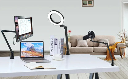 2025 Tablet Stand Holder for Ipad,Portable Monitor Stand Desk Mount for 15.6'' 16'' Screen,Aluminum Long Arm with Rotating