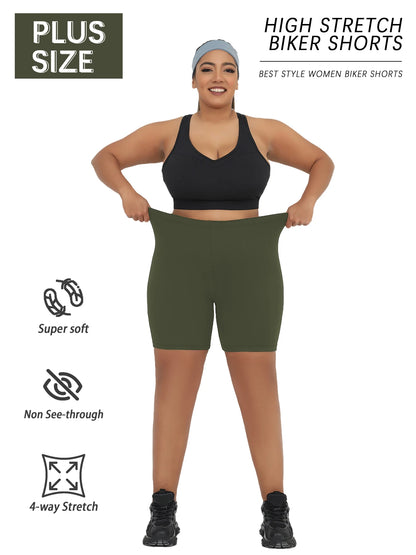 Plus Size Women Athletic Shorts Super Soft Biker No See Through Workout Yoga Running Home Casual