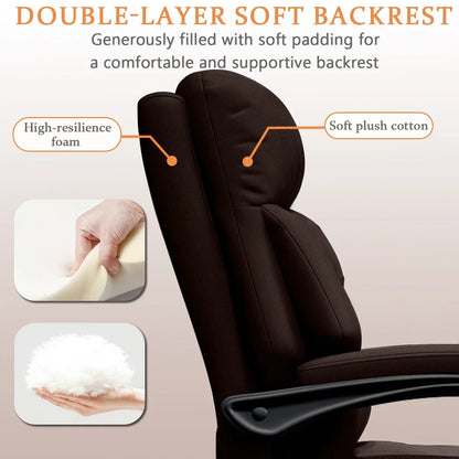 High-Back Ergonomic Office Chair, Swivel with Retractable Footrest, Multi-Position Adjustable Boss Chair