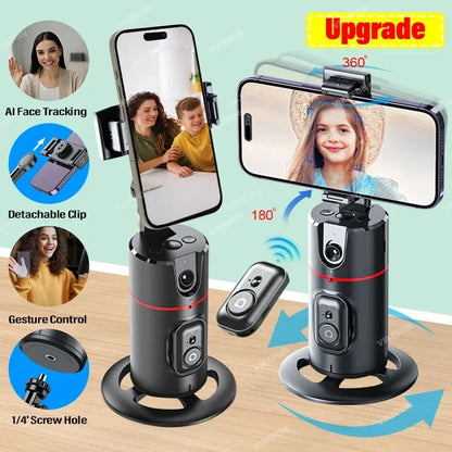 P02 360 ° Rotation Desktop Phone Stand Automatic Face Tracking for iPhone 16 15 Samsung S23 Xiaomi Handheld Gimbal Selfie Stick