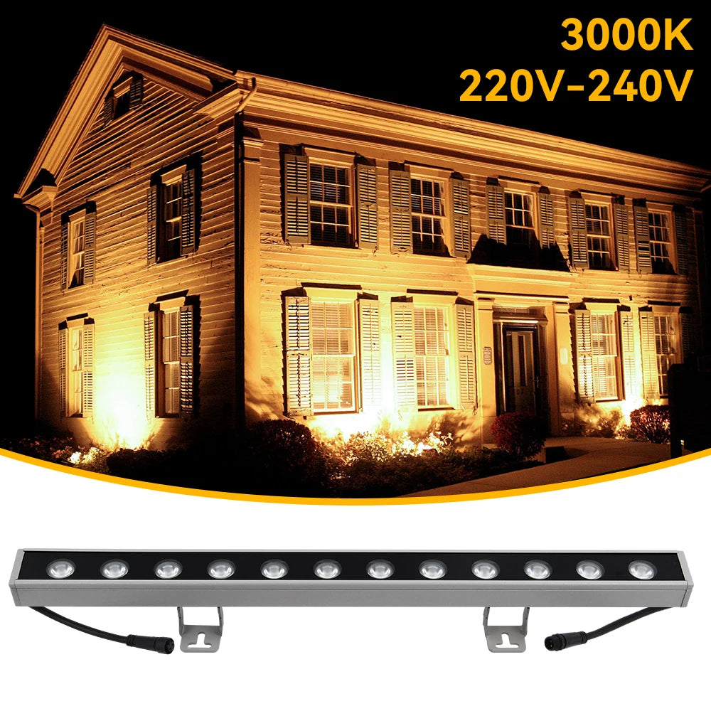 Vägg-Wash LED Utomhus – IP65, Varmvit 3000K, 12W, AC220V, Aluminium, 1/2/4-pack