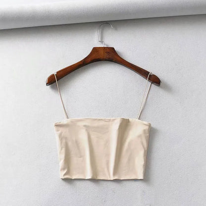 2024 Summer Women's Crop Top Sexy Elastic Cotton Camis sleeveless Short Tank Top Bar