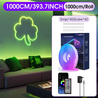 Flexibel LED Neon-slinga – RGB, IP65, App & Fjärr, Musiksynk, 24V, EU-kontakt, 5–30M
