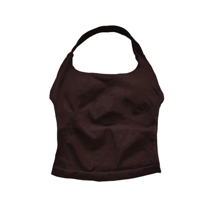 NCLAGEN Impact Halter Top Women Open Back Seamless Longline Tank Padded Yoga Fitness Workout Running Activewear Clothes
