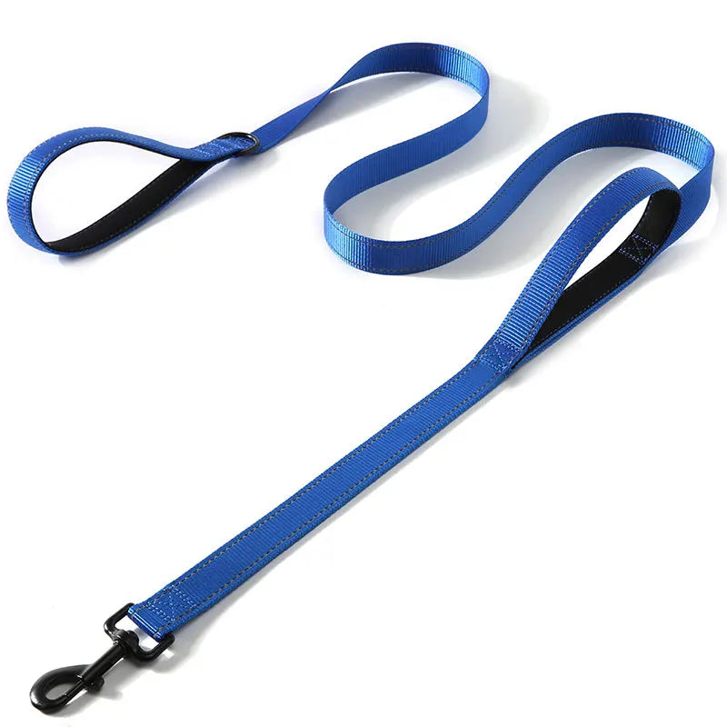 Hundkoppel i nylon med två handtag – reflekterande träningskoppel 120, 150 eller 180 cm