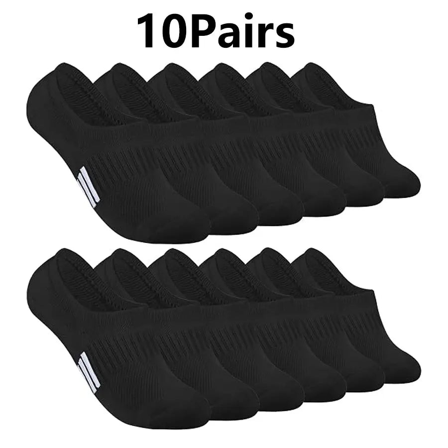 1/10 Pairs Women Breathable Mesh Invisible Ankle Socks Summer Lightweight Breathable Solid Color Cushioned Sports Leisure Socks