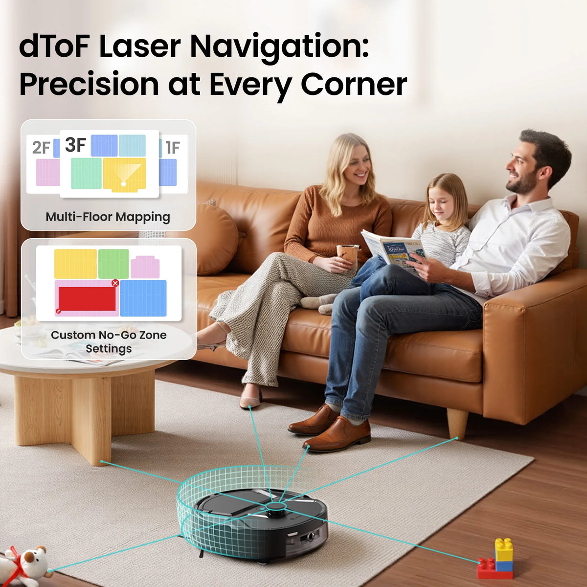 Lefant M265 Robot Vacuum Cleaner with Mapping, 20000Pa, Self-Cleaning Roller, Clean Water Wash, Laser dToF, Avoid PSD, Anti-Tangle, Compact, WiFi 2.4G/5G/Alexa/APP