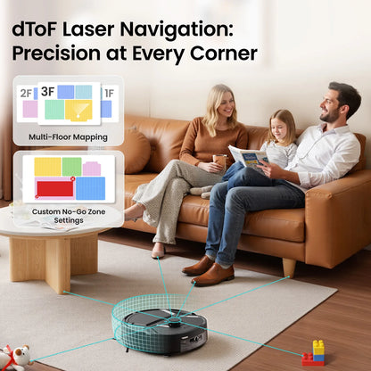 Lefant M265 Robot Vacuum Cleaner with Mapping, 20000Pa, Self-Cleaning Roller, Clean Water Wash, Laser dToF, Avoid PSD, Anti-Tangle, Compact, WiFi 2.4G/5G/Alexa/APP