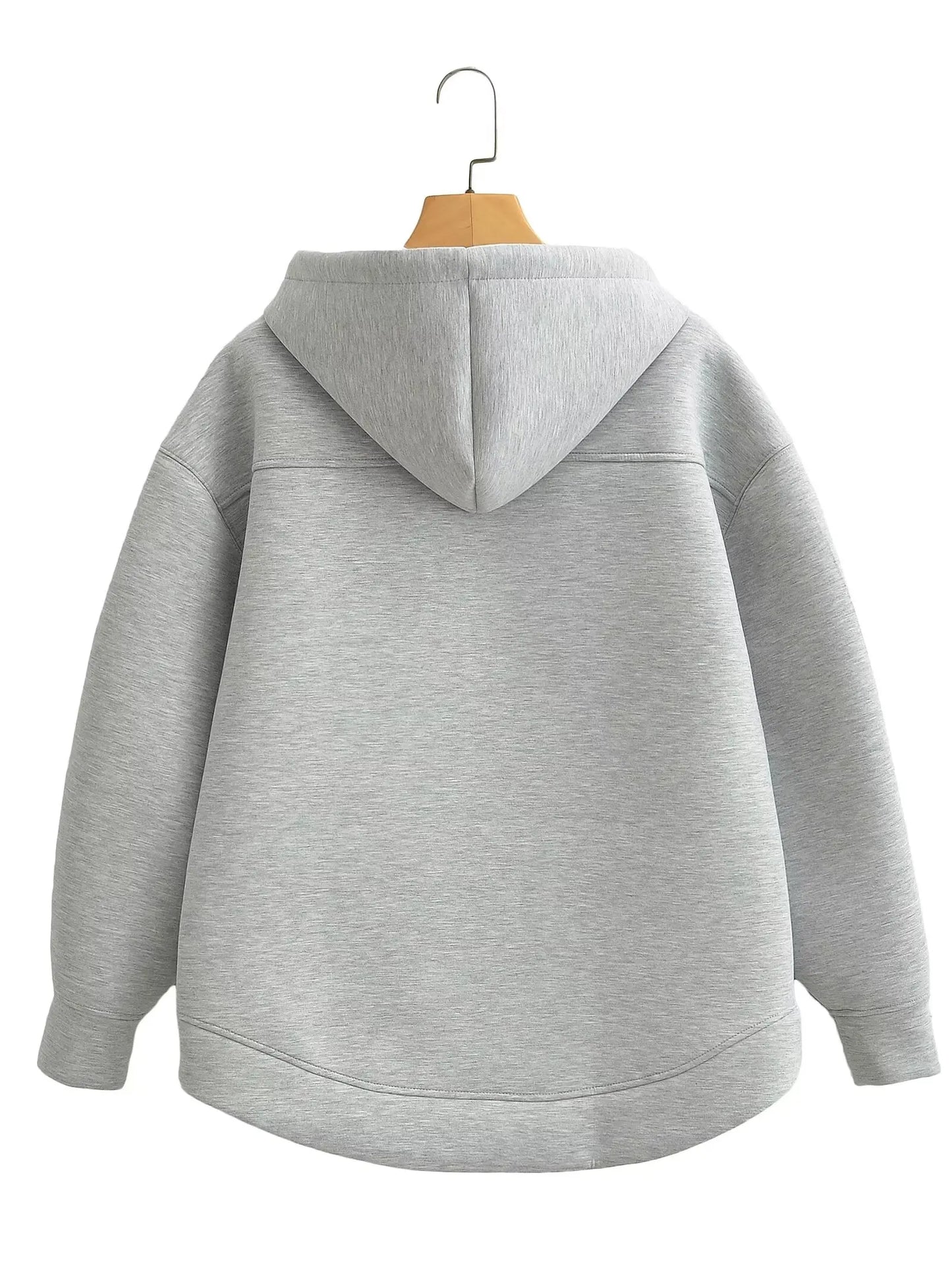 HH Autumn Winter Women's Zipper Hoodie Coat High Street Double Pockets Oversize Jakcet Loose Sweatshirts Outerwear Top