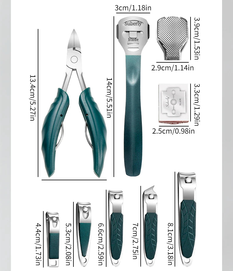 40Pcs Manicure Set Nail Clippers Kit Cuticle Scissors Stainless Steel Foot Care Tools with Leather Case Foot Rasps Callus Shaver
