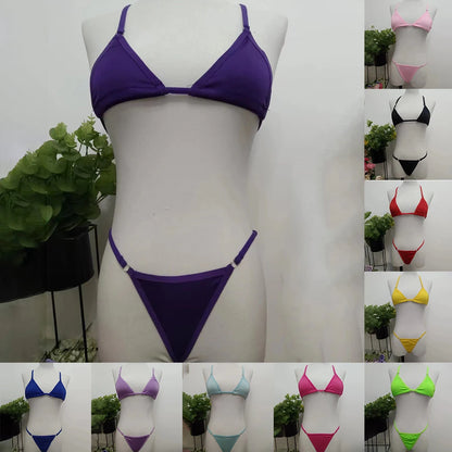 2Pcs/Set Women Bikinis Beachwear Lacing Up Bra And Thong Suits Brazilian Swimwear Female Swimming Swimsuit