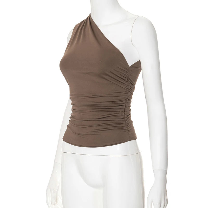 BIDIJONES one-shoulder-topp dam med öppen rygg – enfärgad, S–L