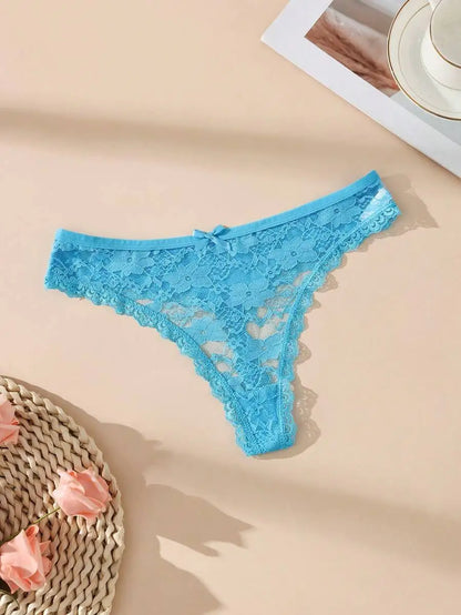 3Pcs Sexy Lace Women Thongs Transparent Women Panties Sexy Underwear Solid Floral G-String Size XS-XL Female Underpants Lingerie