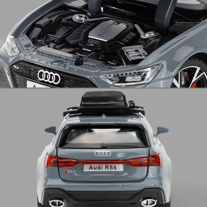 Audi RS6 Diecast Modellbil 1:32 – Ljud & Ljus 7 Dörrar öppnas Zinklegering CE Svart Grå Samlarmodell 2026