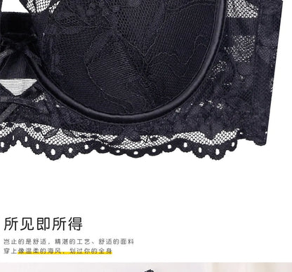 Ladies Soft Underwire Lace Push Up Bra Set Solid Floral Design Bralette Comfort Female Lingerie Set Suitable For A/B/C Cup