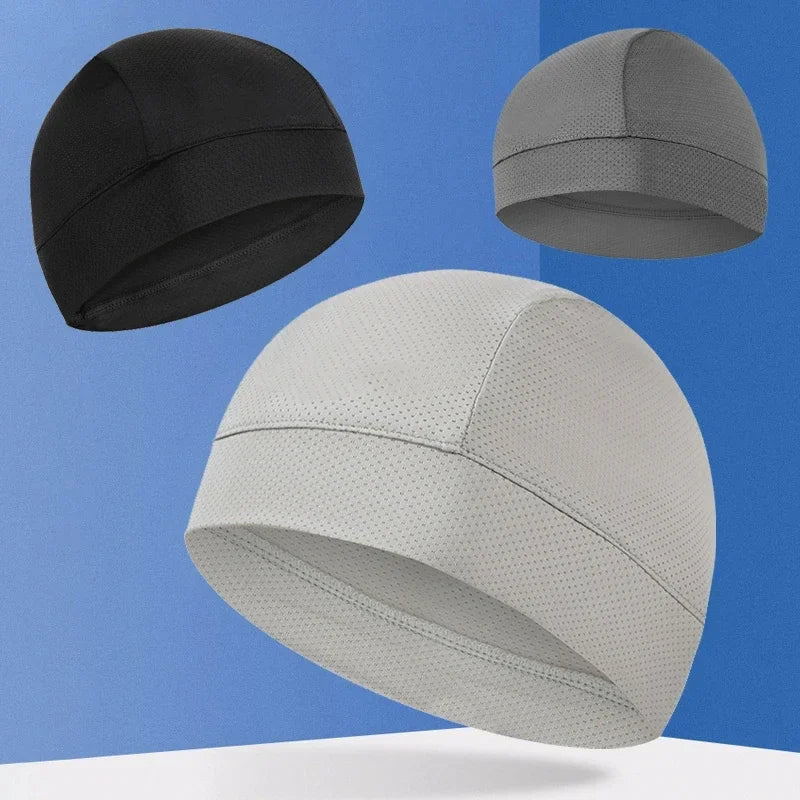 Men Women Quick Dry Breathable Mesh Skull Beanie Cap Sweat Absorbent Sports Cap Under Helmet Liner Moisture Wicking Cycling Hat