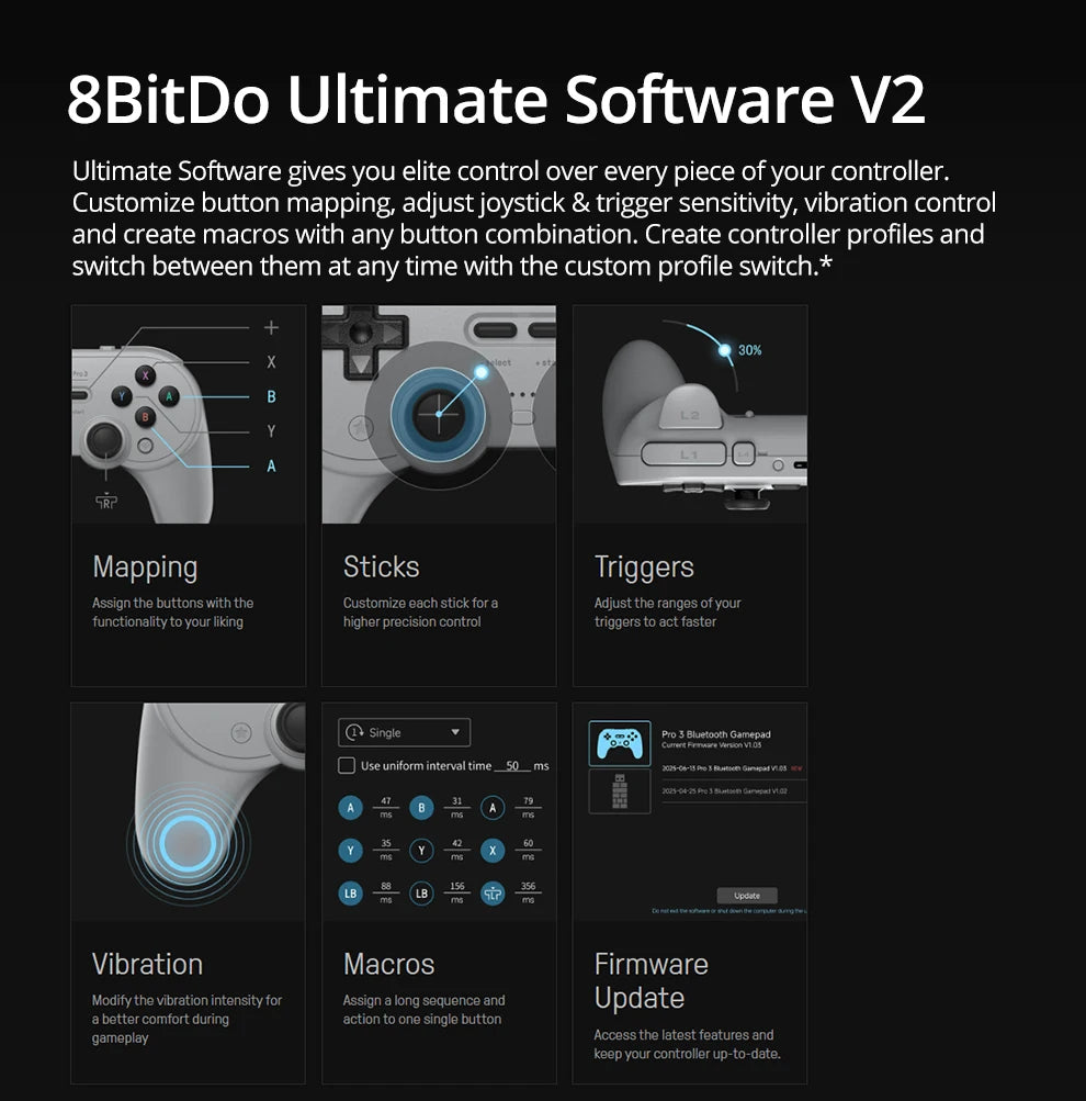 8BitDo Pro 3 Bluetooth Game Controller Wireless Gamepad with TMR Joysticks for NS Nintendo Switch 2, PC Windows, ANDROID, iOS