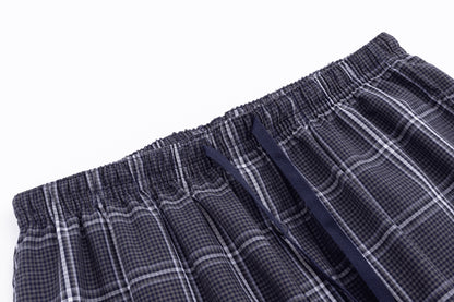 3pcs Men's Pajama Pants Autumn Simple Plaid Pattern Casual Cotton Sleepwear Trendy Elastic Waistband Home Pajama Bottoms
