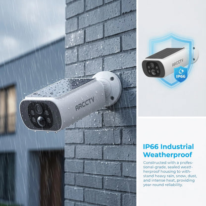 ARCCTV 2K WiFi Solar Camera Color Night Vision Two Way Talk FHD Surveillance Camera Outdoor Wireless IP66 Waterproof Siren Alarm