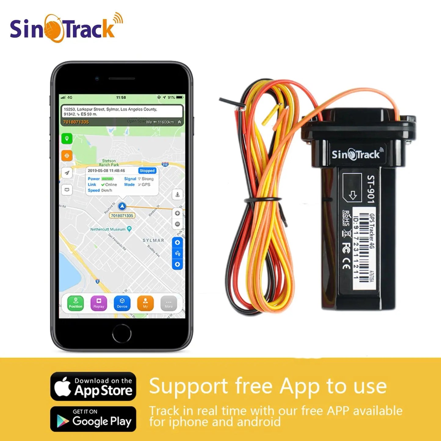 4G Mini Tracker ST-901L Waterproof Built-in Battery GPS for Car Vehicle GPS Device Motorcycle with Online Tracking Software