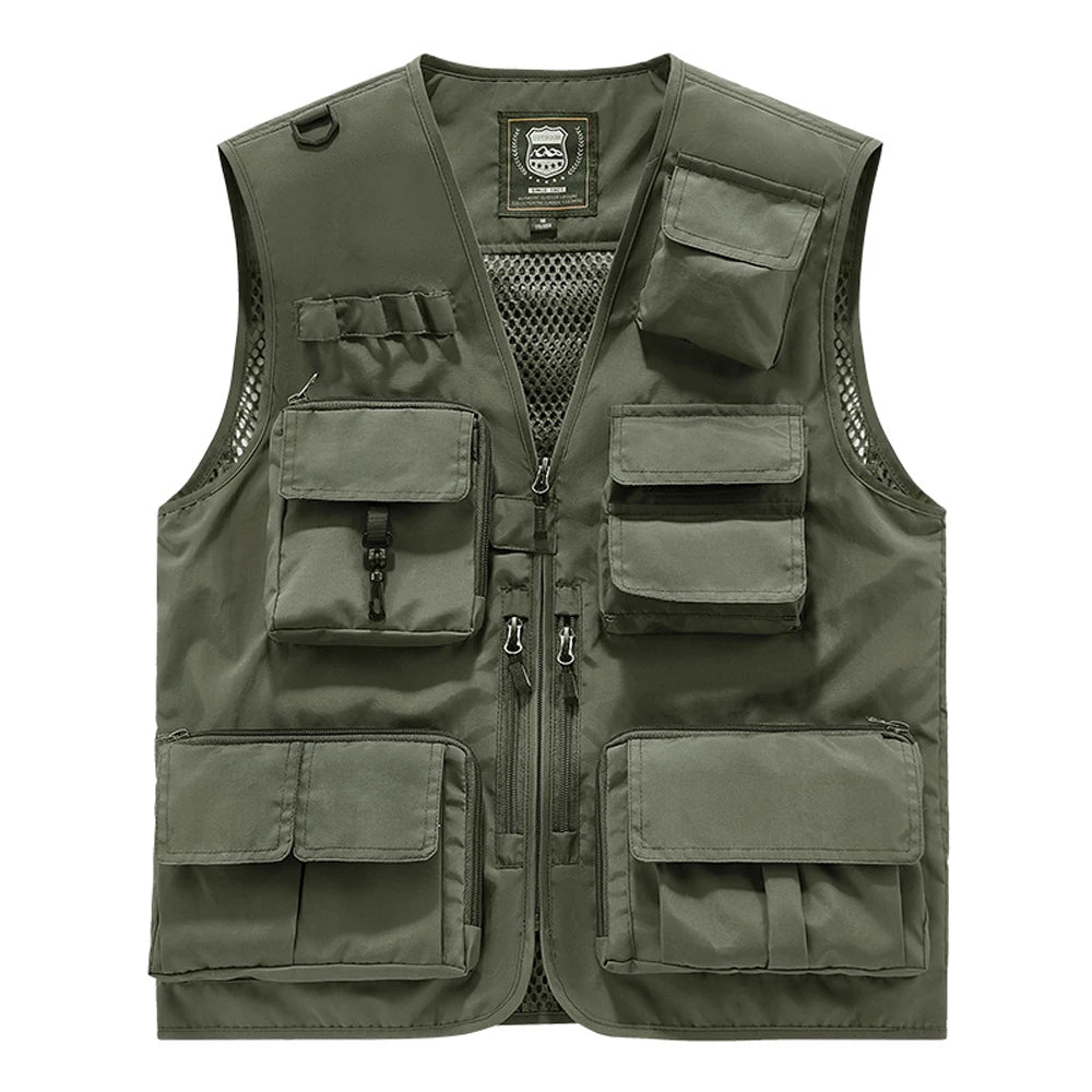 S-7XL Multi Pocket Work Vest for Men Women Volunteer Working Uniforms Logo Printing Fishing Photography Workwear Vest