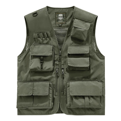 S-7XL Multi Pocket Work Vest for Men Women Volunteer Working Uniforms Logo Printing Fishing Photography Workwear Vest