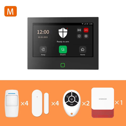 Staniot SecPanel 7" 4G WiFi Larmsystem – 5000mAh Batteri 120dB Siren Alexa Google 150 Zoner Tuya App 10 Språk CE RoHS